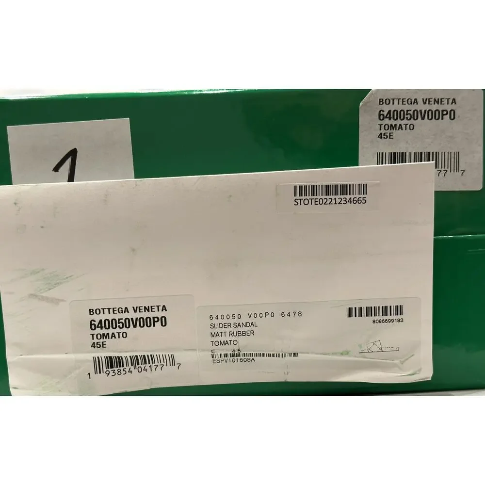NIB $390 Bottega Veneta Slider Patterned Rubber Sandals Tomato 12 US (45) 640050 NIB $390 Bottega Veneta Slider Patterned Rubber Sandals  main image 4